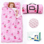 ACRABROS Toddler Nap Mat with Pillow and Blanket, Large Rolled Napping Mats,Slumber Bags for Boys Girls,Kids Sleeping Bag for Daycare, Preschool Travel