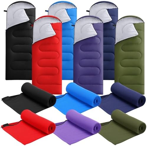 Hahafelt 6 Pack Sleeping Bags with Fleece Liner Adults Camping,Colorful