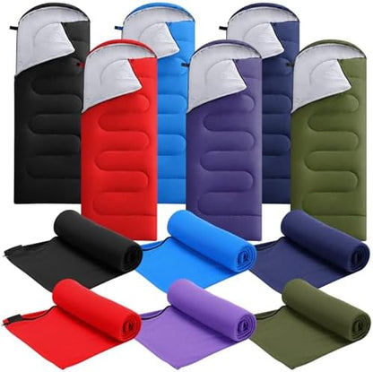 Hahafelt 6 Pack Sleeping Bags with Fleece Liner Adults Camping,Colorful
