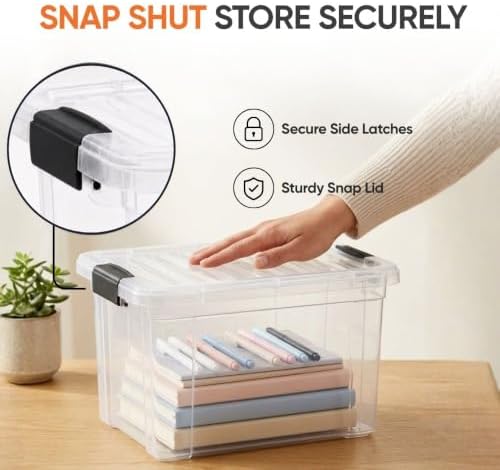 Superio 4.75 Quart Clear Plastic Storage Boxes with Lids, Stackable Organizer Containers, BPA-Free Storage Bins for Home, Office, School & Dorm, 3 Pack