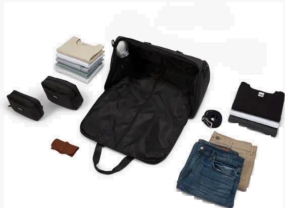 Halfday Convertible 2-in-1 Garment Duffel Weekender Bag 45L | Wrinkle-Free Travel, Hanging Suit Compartment, Shoe Pockets, Trolley Sleeve. Durable & Water-Resistant Carry-On, Shadow
