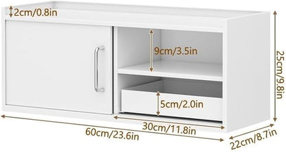 2-Tier Metal Spice Rack, Kitchen Countertop Organizer with Drawers, Tiered Coffee Mug Holder, Simple Coffee Bar Organizer with Sliding Door