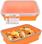 Silicone Collapsible Marinating Container with Lid for Meat, 2.64Gal/10L, Extra Large Collapsible BBQ Prep Tub, Transparent Locking Lid, XL Grill Prep Trays and Carry System, BBQ Must-Have, Orange