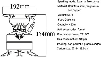Outdoor Mini One-Piece Liquid Fuel Camping Gasoline Stove Burner Lightweight Portable Gasoline Stove