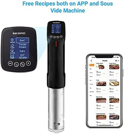 INKBIRD WIFI Sous Vide Cooker ISV-100W and Vacuum Sealer Machine | 1000W Sous-Vide Cooker Immersion Circulator with 14 Preset Recipes on APP and Thermal Immersion, Fast-Heating with Timer