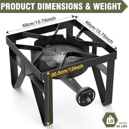 BESTFIRE 200,000 BTU Heavy-Duty Propane Burner – Outdoor Stove with 0-20Psi Adjustable Regulator & Black Hose – Ideal for Home Brewing, Turkey Frying, Camping & Backyard Cooking
