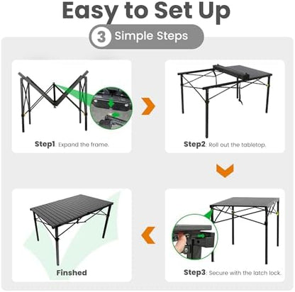 Join Nature 46.4" Large Camping Table for 2-6 People, Heavy Duty Foldable