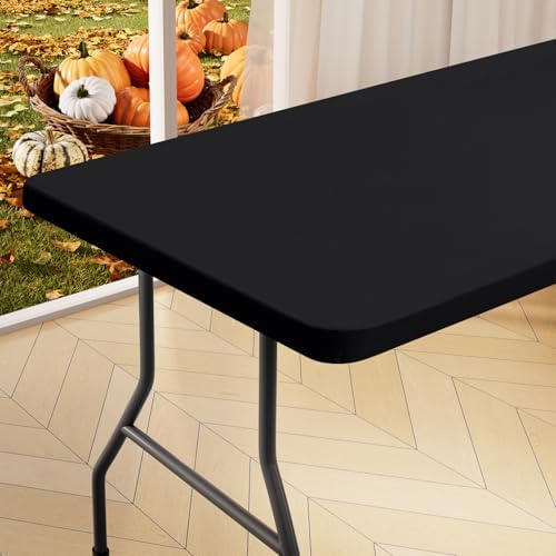 homing Rectangle Table Cloth Cover 6 Foot Black Elastic Fitted Tablecloth
