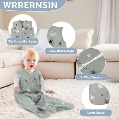 Baby Sleep Sack 18-24 Months, 100% Cotton Wearable Blanket, 0.5 Tog, 3 Pack