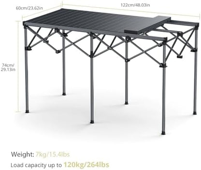 Anbte Heavy-Duty Roll Up Camping Table, Support 264 lbs, 48” x 24”, Black