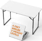 4 FT Folding Table with Adjustable Height, Heavy Duty Fold in Half Utility Table, Portable Plastic Picnic Table, No Assembly Card Table for Camping, BBQ, Party, RV Travel