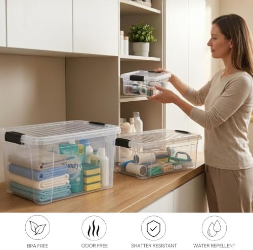 Superio 6.6 Quart Clear Plastic Storage Boxes with Lids, Stackable Organizer Containers, BPA-Free Storage Bins for Home, Office, School & Dorm, 2 Pack