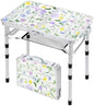 Sportneer Camping Table:Small Folding Table Portable Table 23.6" L X 15.7" W 4 Height with Mesh Layer- Adjustable Height Outdoor Table for Hiking Travel Picnic BBQ Cooking
