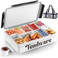 Chilled Portable Snackle Box Container with Ice Pack, Divided Serving Tray with Insulated Bag, Beach Essentials for Summer, Snack Containers for Road Trip Charcuterie Snack Picnic, White