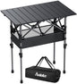 Anbte 2ft Small Roll Up Camping Table, Aluminum Portable, 25” X 16”, Black