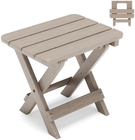 Folding Outdoor Side Table,Small HDPE Patio Table,All-Weather Compact Portable End Table for Patio,Porch,Pool,Brown,11.8" D x 15.7" W x 15.7" H