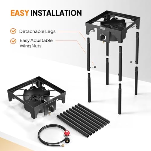 ROVSUN 100,000 BTU Portable Gas Camping Stove, Outdoor Propane Burner with Regulator, High Pressure Single Cooker Camp Cooking Home Brewing