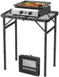 2ft Folding Grill Table 23''x16'', 3 Adjustable Heights Max 27.5'', Black