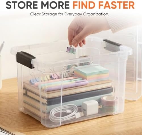 Superio 4.75 Quart Clear Plastic Storage Boxes with Lids, Stackable Organizer Containers, BPA-Free Storage Bins for Home, Office, School & Dorm, 3 Pack