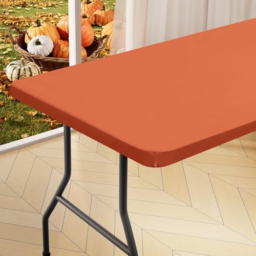 homing Rectangle Table Cloth Cover 4 Foot Rust Elastic Fitted Tablecloth