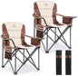 2 Pack Padded Oversized Camping Chairs for Adults,Heavy Duty Support 400 Lbs,Folding Portable Lawn Chair w/Cup Holder,Cooler Bag,Side Pocket,Perfect for Outdoor Picnic,Hiking(Moca)