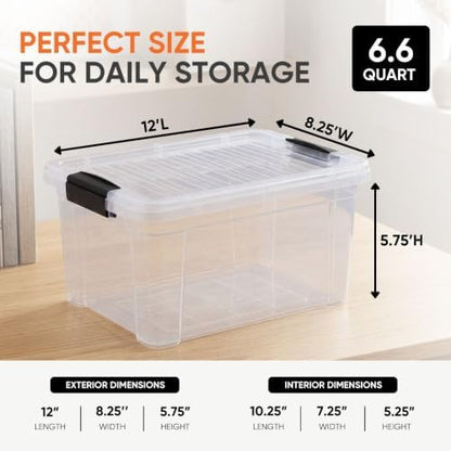 Superio 6.6 Quart Clear Plastic Storage Boxes with Lids, Stackable Organizer Containers, BPA-Free Storage Bins for Home, Office, School & Dorm, 2 Pack