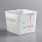 6 Qt Square Food Storage Container, White Polyethylene, 8.75x8.75x7.31 Inches, with Measurement Guides, Stackable, Made in USA