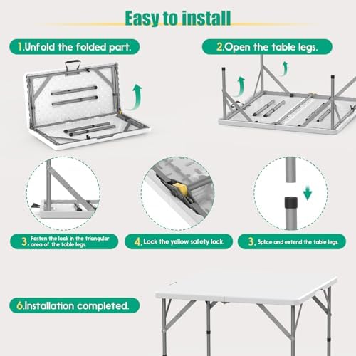 34'' Square Folding Card Table 2 Pcs,Dining Table with Handle & Safety Lock
