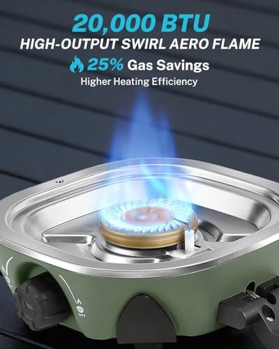 Gonex Propane Camping Stove, 2-Burner Portable Camp Stove, 20,000 BTU