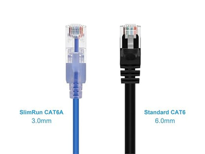 Monoprice Cat6A 25ft Blue 10-Pk Patch Cable UTP 30AWG 10G Pure Bare Copper Snagless RJ45 SlimRun Series Ethernet Cable