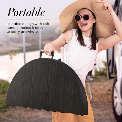 2 PACK of 3.5 Feet Circular Round Foldable Table with Built in Handle & Steel Legs | Heavy Duty Portable | Perfect for Party, Dining, Wedding, Events, Picnic Indoor, Outdoor, Camping, Utility