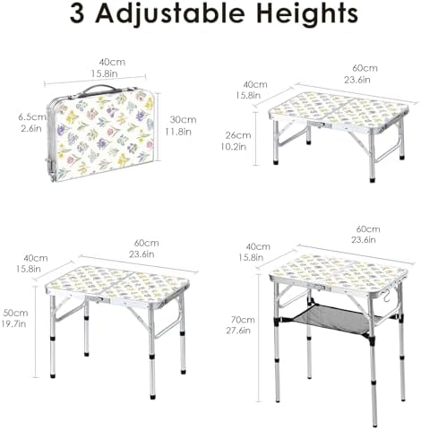 Small Folding Camping Table, 2ft Portable Table, Blossoms