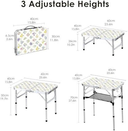 Small Folding Camping Table, 2ft Portable Table, Blossoms