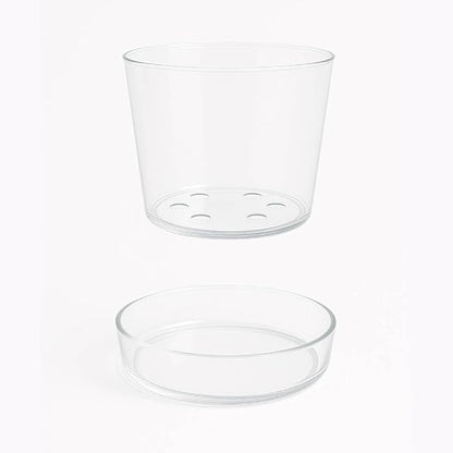 Sheer Glass Pot Planter with Drainage Holes & Tray - Decorative & Modern for All House Plants (6 Inches)