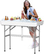 4 Foot Ice Cooler Table, Outdoor Cooler Table with Removable Matching Skirt and Shelf, Folding Ice Tables for Party, BBQ, Camping, Picnic, Fishing Cleaning Tables