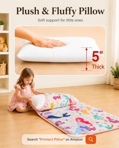Primlect Toddler Nap Mat with Pillow, Thickened Extra Large Sleeping Bag