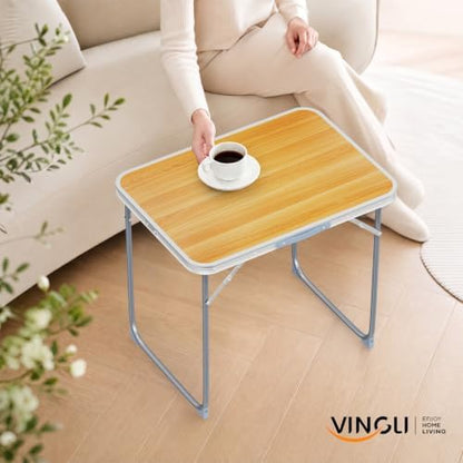 VINGLI 2.3FT Small Camping Table，Portable Camping Table with Carrying Handle, Picnic Table Foldable Table Essentials for Indoor Outdoor