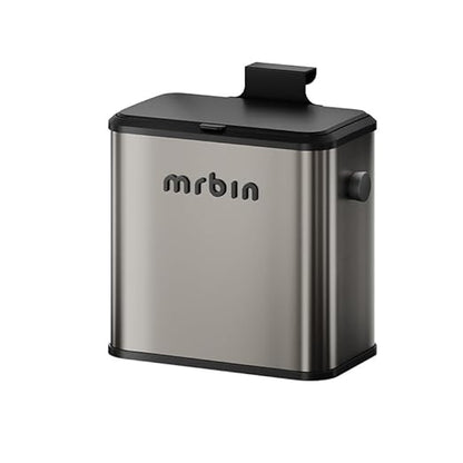 MRBIN Stainless Steel Compost Bin Countertop with Lid, Hanging Trash Can for Kitchen Cabinet Door, Wall Mounted Indoor Recycle Basket Food Waste Scrap Dustbin for Kitchen Under Sink with Inner Bucket