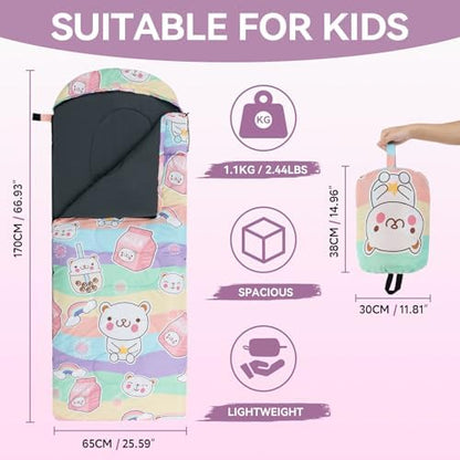 Kids Sleeping Bag for Camping, Lightweight 3 Season Cold Weather Warm Bag