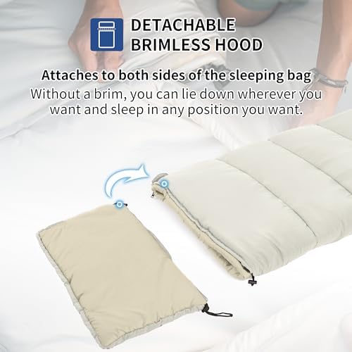 Naturehike Camping Sleeping Bag for Adults, 36/54℉, Spliceable Double Sleeping Bag 3 Seasons, Lightweight Waterproof Sleep Bags for Cold&Warm Weather