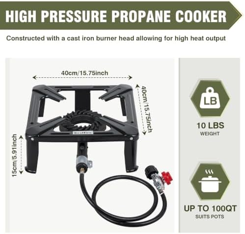 Bestfire High Pressure Propane Burner, 26,000 BTU Single Propane Stove