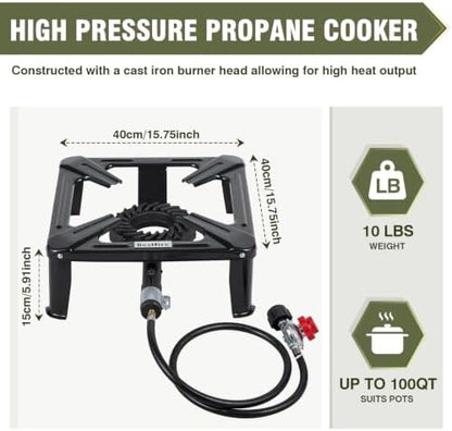 Bestfire High Pressure Propane Burner, 26,000 BTU Single Propane Stove