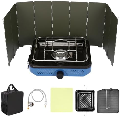 Uniflasy Propane Camping Stove with Carry Bag and Cookware Set