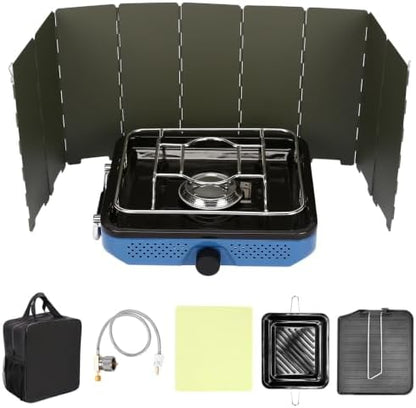 Uniflasy Propane Camping Stove with Carry Bag and Cookware Set