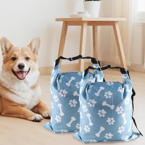 2Packs Dog Travel Bag,10 lb Dog Food Storage Container, Large Capacity Pet Travel Accessories, Reusable Dogs Food Carrier for Camping with 2Packs Collapsible Dogs Bowls,Perfect for Camping Trip