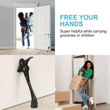 2 Pack 6 Inch Black Kick Down Door Stoppers for Bottom of Door, Heavy Duty Kickdown Door Stop, One Touch Kick Down Door Stoppers