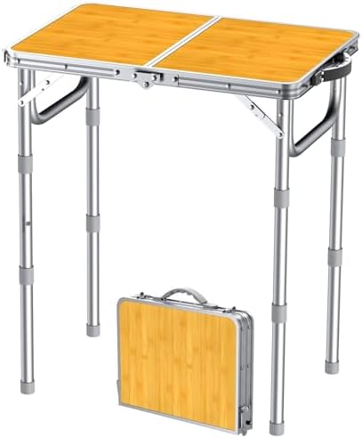FUNYKICH 2ft Folding Camping Table 22.8''x15.7''x27.5'',3 Height Adjustable
