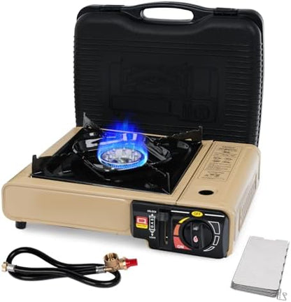 SHINESTAR 7800 BTUs Portable Butane or Propane Camping Stove, Wind Guard