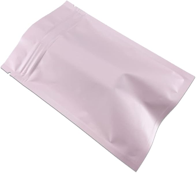 FERENLI 100Pcs Zipper Lock Self Seal Flat Pouch for Zip Aluminum Foil Lock Package Bag Coffee Food Storage Resealable Mylar Bags Heat Sealable Candy Reclosable Bags (8x12cm (3.1x4.7 inch), Pink)