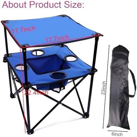Portable Folding Camping Table With Cup Holders, 2-Tier Outdoor Table